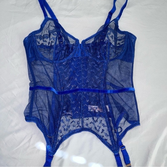 Savage X Fenty Corset Top Bustier Women Large Lace Garter Straps Sheer Leopard - Picture 9 of 9